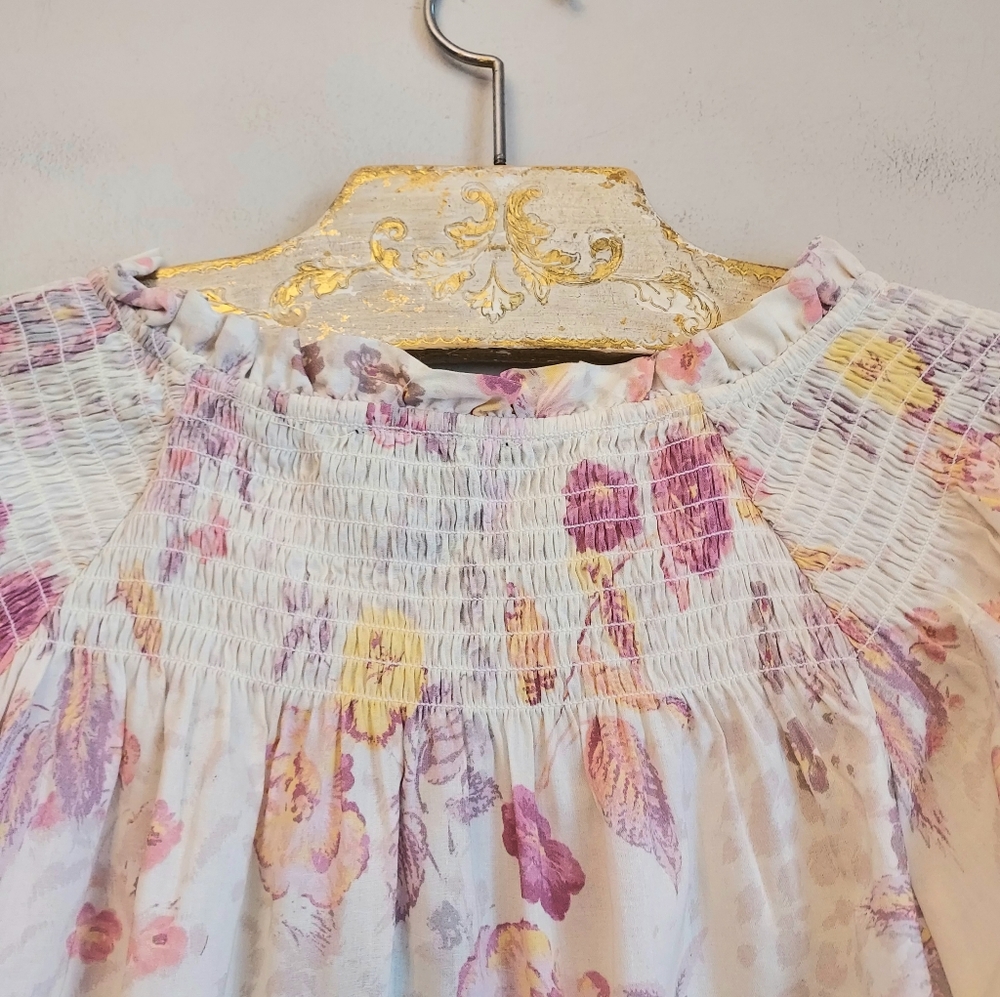 Paige Jungle Cat Floral Cat Floral Popover Blouse Top Small - Picture 9 of 16